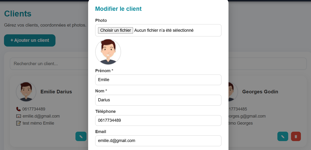 Fiche client AmorPlanX